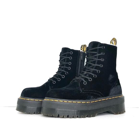 Dr Martens Jadon Ze You Velvet Platform Ankle Boots Women’s 5 Shoes - Picture 1 of 11